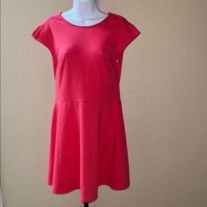NWT GAP Pink Knit A-Line Mini Dress Back Less Short Sleeve Size 10